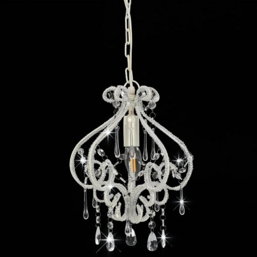 VidaXL Lampada a sospensione Perle di vetro E14 32 cm Bianco
