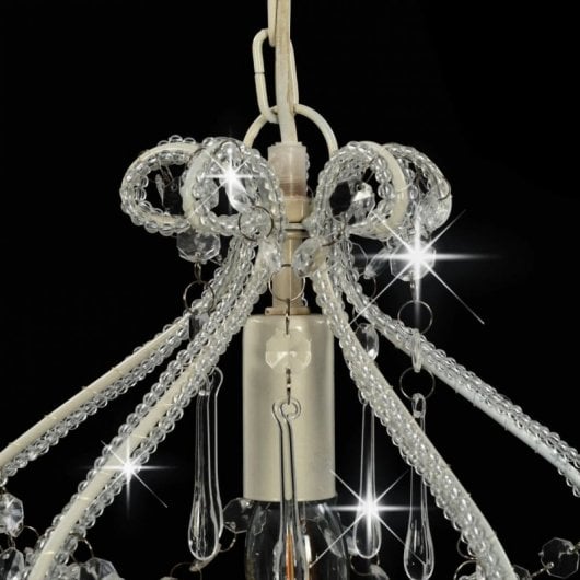 VidaXL Lampada a sospensione Perle di vetro E14 32 cm Bianco