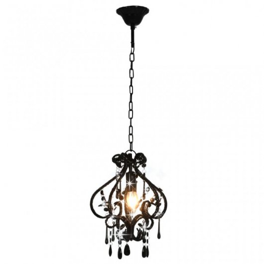 Lampada a sospensione VidaXL con perline E14 32 cm Nera