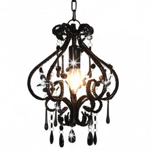 Lampada a sospensione VidaXL con perline E14 32 cm Nera