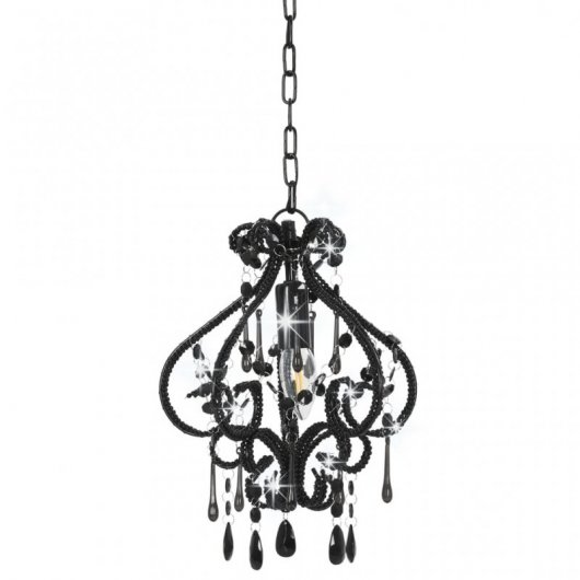 Lampada a sospensione VidaXL con perline E14 32 cm Nera