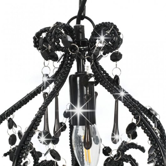 Lampada a sospensione VidaXL con perline E14 32 cm Nera