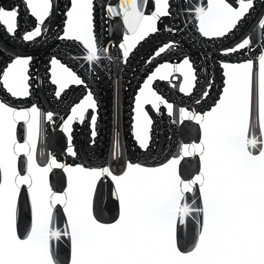 Lampada a sospensione VidaXL con perline E14 32 cm Nera