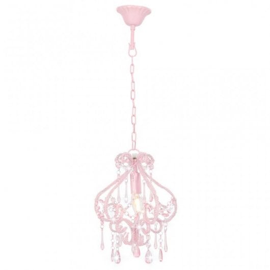 Lampada a sospensione VidaXL con perline E14 32 cm Rosa