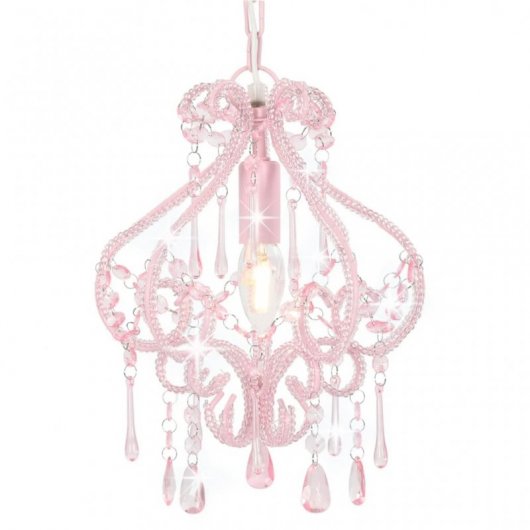 Lampada a sospensione VidaXL con perline E14 32 cm Rosa