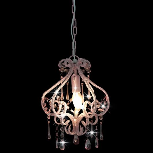 Lampada a sospensione VidaXL con perline E14 32 cm Rosa