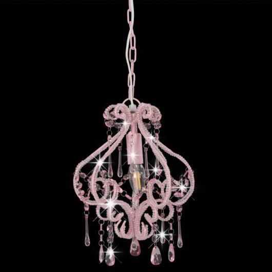 Lampada a sospensione VidaXL con perline E14 32 cm Rosa