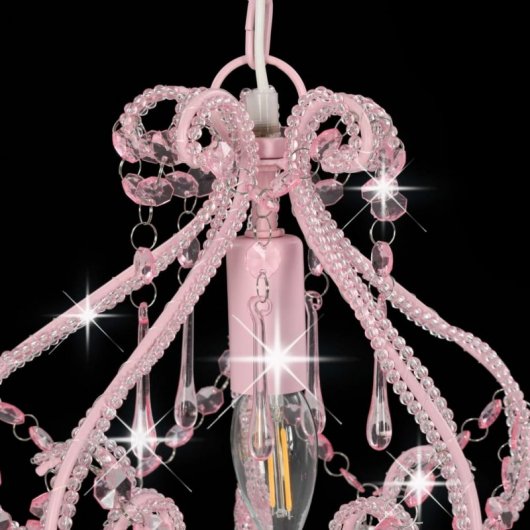 Lampada a sospensione VidaXL con perline E14 32 cm Rosa