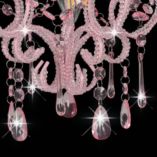 Lampada a sospensione VidaXL con perline E14 32 cm Rosa