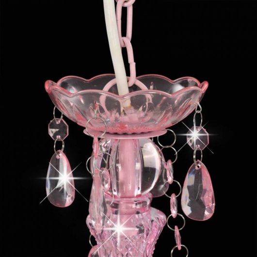 VidaXL Lámpara de Araña con Cuentas Redonda 3xE14 Rosa