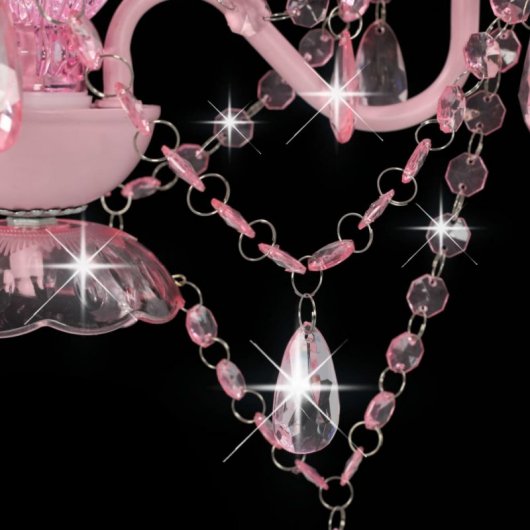 VidaXL Lámpara de Araña con Cuentas Redonda 3xE14 Rosa