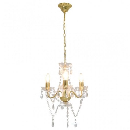 VidaXL Lampadario con Perle Tonde 3xE14 Dorato