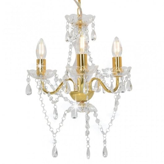 VidaXL Lampadario con Perle Tonde 3xE14 Dorato