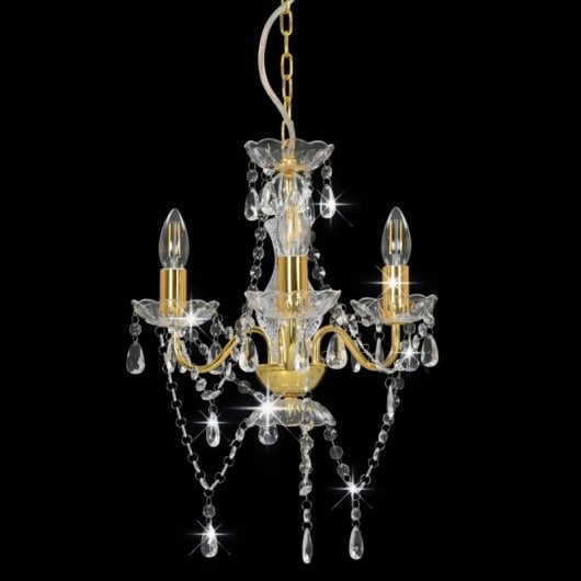 VidaXL Lampadario con Perle Tonde 3xE14 Dorato