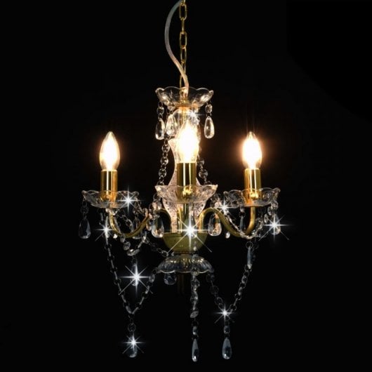 VidaXL Lampadario con Perle Tonde 3xE14 Dorato