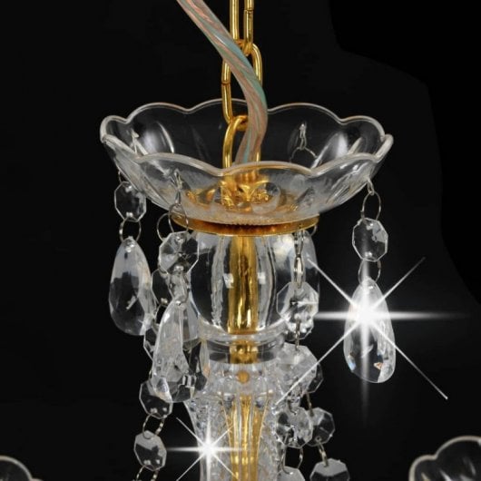 VidaXL Lampadario con Perle Tonde 3xE14 Dorato