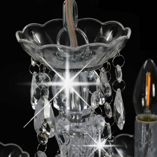 VidaXL Lámpara de Araña con Cuentas de Cristal Redonda 5xE14 Plateado