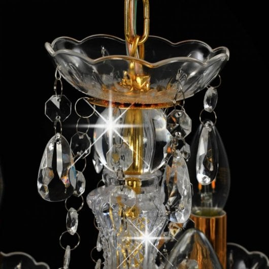VidaXL Lámpara de Araña con Cuentas de Cristal Redonda 5xE14 Dorado