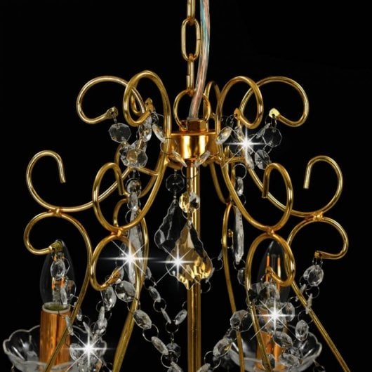 VidaXL Lustre avec Perles de Verre Rondes 6xE14 Doré