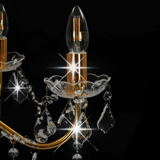 VidaXL Lustre avec Perles de Verre Rondes 6xE14 Doré