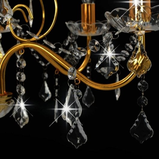 VidaXL Lustre avec Perles de Verre Rondes 6xE14 Doré
