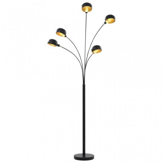 VidaXL Lampadaire 5xE14 200cm Noir/Or