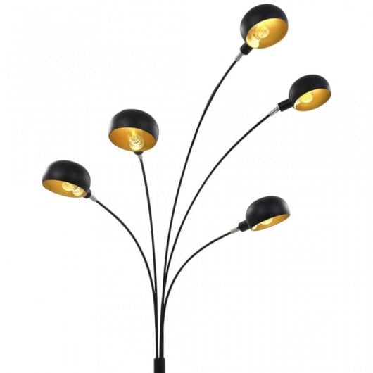 VidaXL Lampadaire 5xE14 200cm Noir/Or