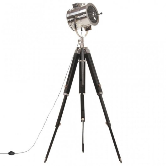 VidaXL Lampada da terra treppiede in legno massello E27 165 cm manico/nero
