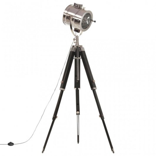 VidaXL Lampada da terra treppiede in legno massello E27 165 cm manico/nero