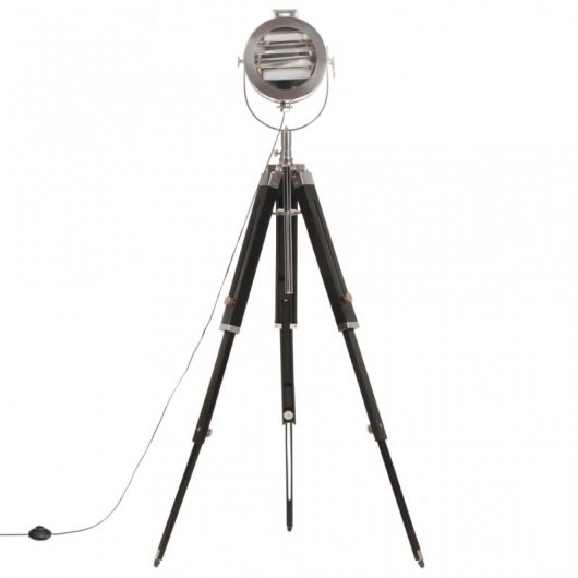 VidaXL Lampada da terra treppiede in legno massello E27 165 cm manico/nero