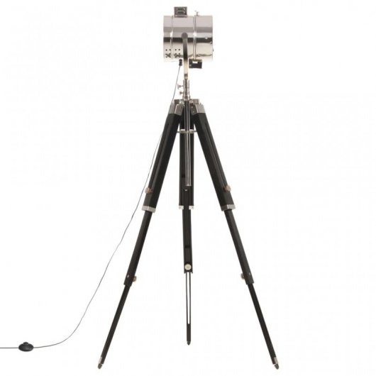VidaXL Lampada da terra treppiede in legno massello E27 165 cm manico/nero