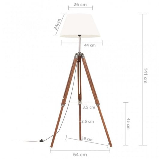VidaXL Lampadaire Trépied 141cm Blanc