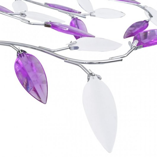 VidaXL Lampada da Soffitto Foglie di Vetro 5xE14 Viola/Bianco