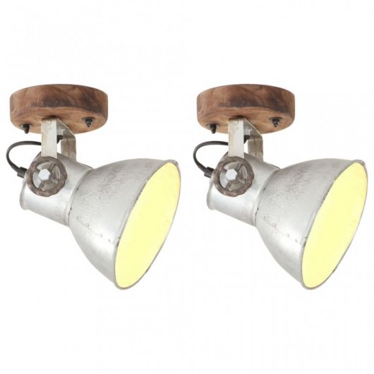 VidaXL Pack de 2 Spots Muraux Industriels E27 Argent
