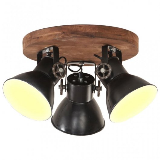 VidaXL Plafonnier Industriel 3xE27 42x27cm Noir