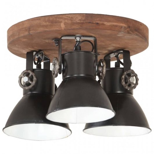 VidaXL Plafonnier Industriel 3xE27 42x27cm Noir
