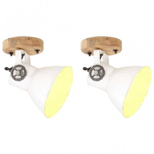 VidaXL Pack de 2 Spots Muraux Industriels E27 Blancs