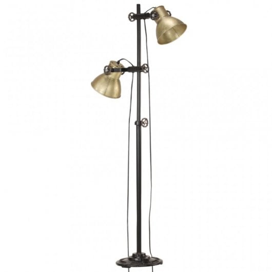 VidaXL Lampadaire 2xE27 Laiton/Fonte