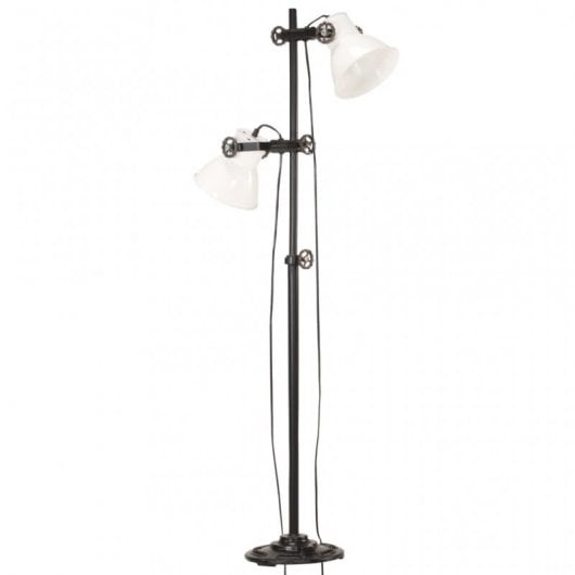 VidaXL Lampadaire 2xE27 Blanc/Fonte