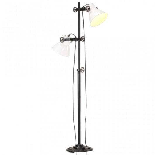VidaXL Lampadaire 2xE27 Blanc/Fonte