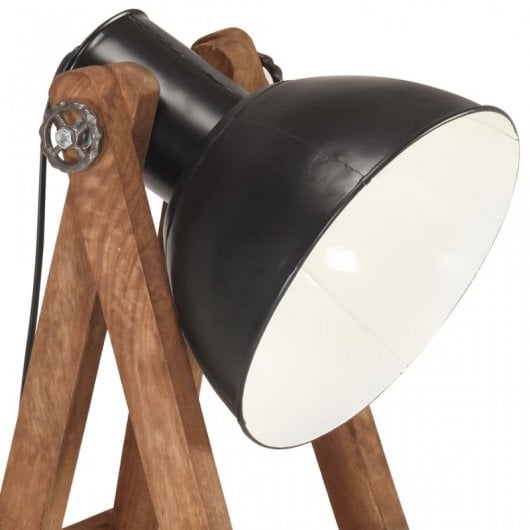 VidaXL Lámpara de Pie de Madera Maciza E27 Mango Negro