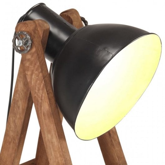 VidaXL Lámpara de Pie de Madera Maciza E27 Mango Negro
