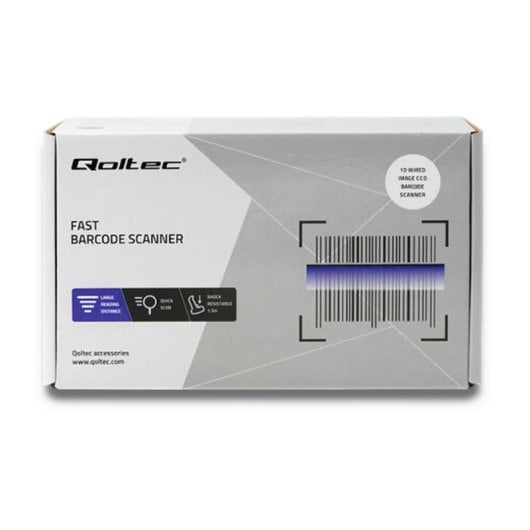 Leitor de códigos de barras vidaXL Qoltec 50866 Laser 1D USB portátil 60 cm