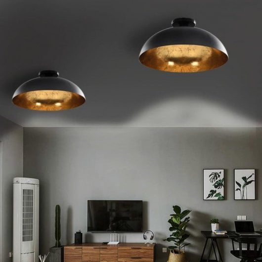 VidaXL Pack 2 Plafonniers Hémisphériques E27 Noir/Or