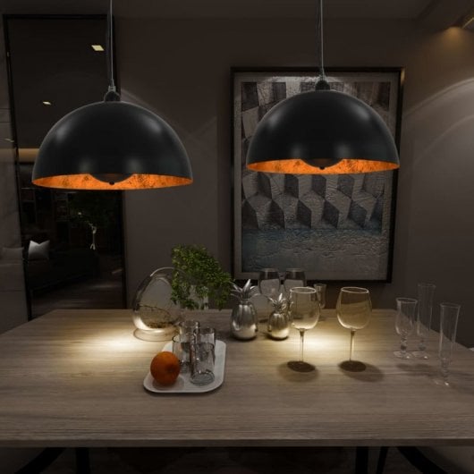 VidaXL Confezione da 2 Lampade a Sospensione Emisferiche E27 40 cm Nero/Oro
