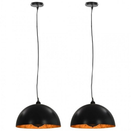 VidaXL Confezione da 2 Lampade a Sospensione Emisferiche E27 40 cm Nero/Oro