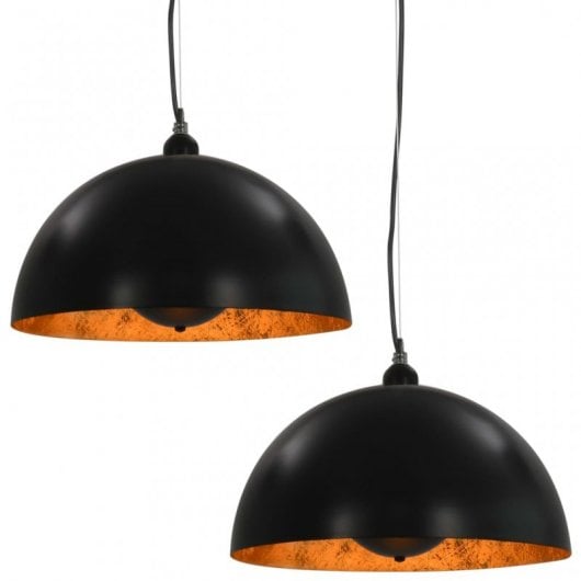 VidaXL Confezione da 2 Lampade a Sospensione Emisferiche E27 40 cm Nero/Oro