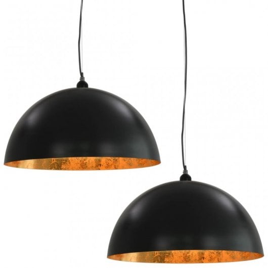 VidaXL Pack de 2 Lampes à Suspension Semi-sphérique E27 50cm Noir/Or