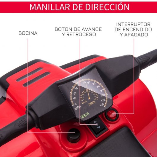 HomCom Quad Eléctrico 6V Rojo