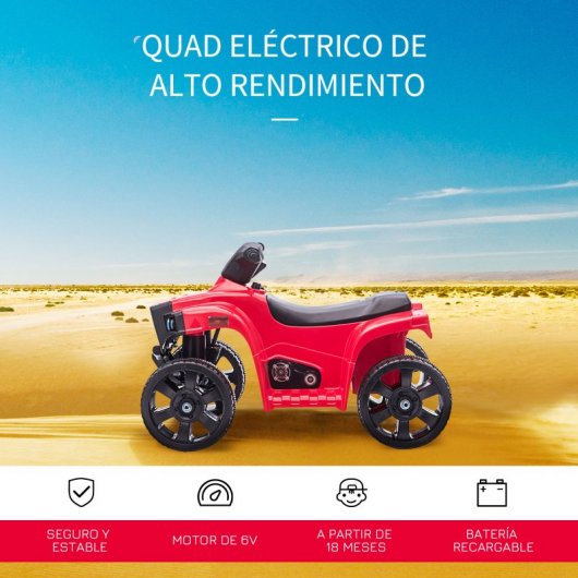 HomCom Quad Eléctrico 6V Rojo